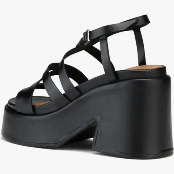Ganni Women's Leather Platform Wedge SandalsSz: 11